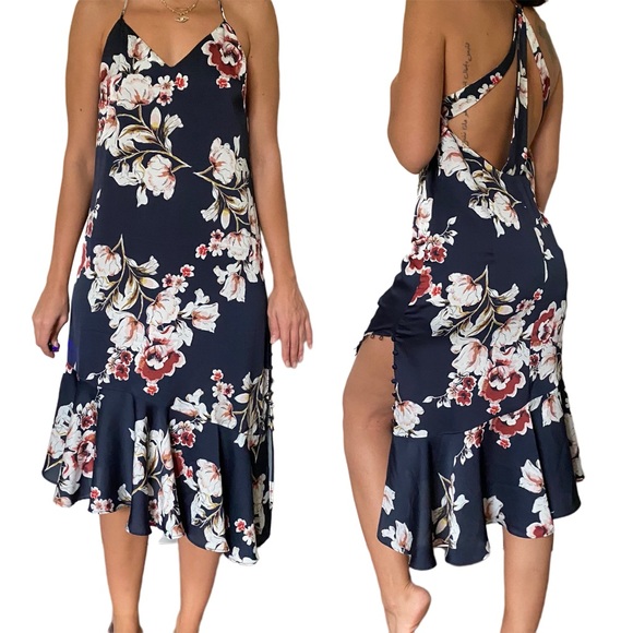 Zara Dresses & Skirts - Zara Navy Floral Midi Dress